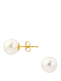 E.W Adams cultured pearl stud earrings 18ct yellow gold, imported from the UK