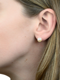 E.W Adams cultured pearl stud earrings 18ct yellow gold, imported from the UK