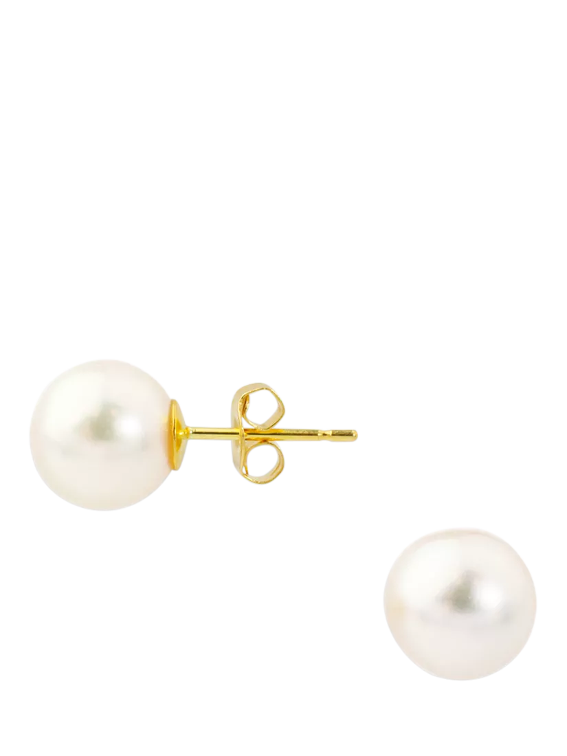 E.W Adams white pearl stud earrings with 8.5-9mm pearls - British product