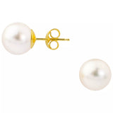 E.W Adams 18ct Yellow Gold Pearl Stud Earrings, White