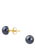 E.W Adams 9ct Yellow Gold Freshwater Pearl Stud Earrings, Black