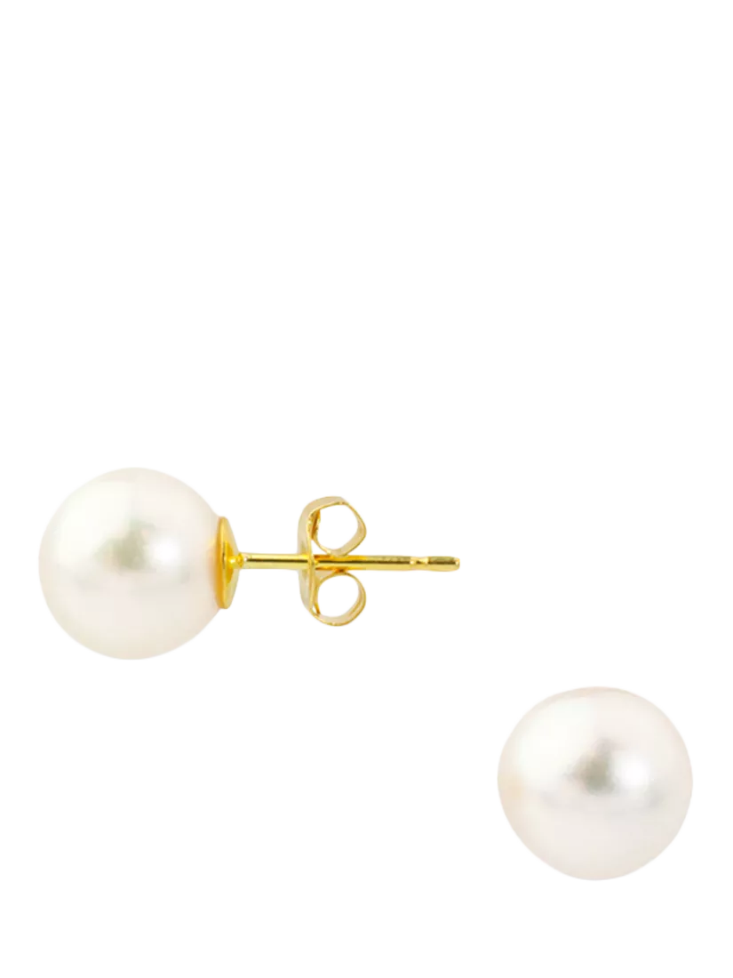 E.W Adams white cultured pearl stud earrings 4.5-5mm, imported from the UK