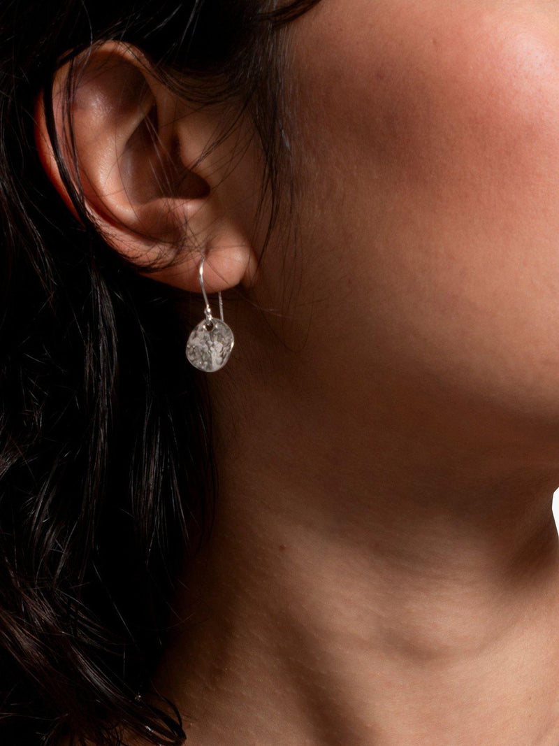 Dower & Hall sterling silver disc drop earrings 2.6cm, imported from the UK