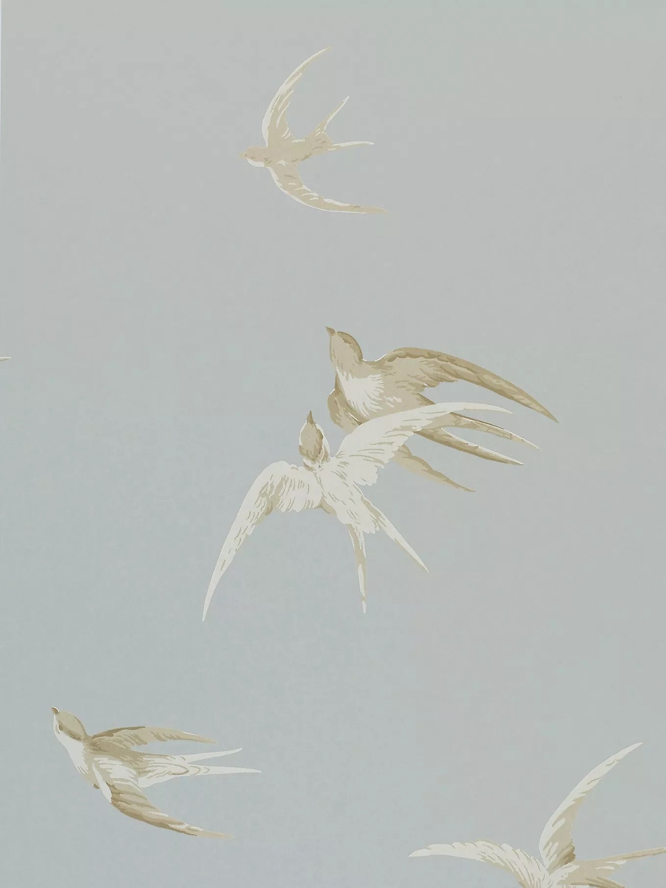 Sanderson Swallows Wallpaper, Silver, DVIWSW104