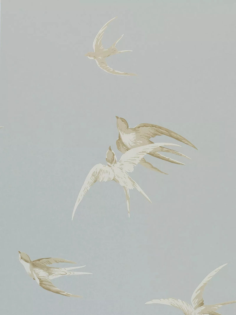 Sanderson Swallows Wallpaper, Silver, DVIWSW104
