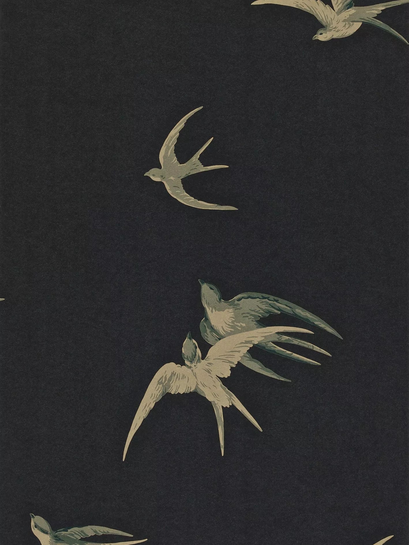 Sanderson Swallows Wallpaper, Black, DVIWSW105