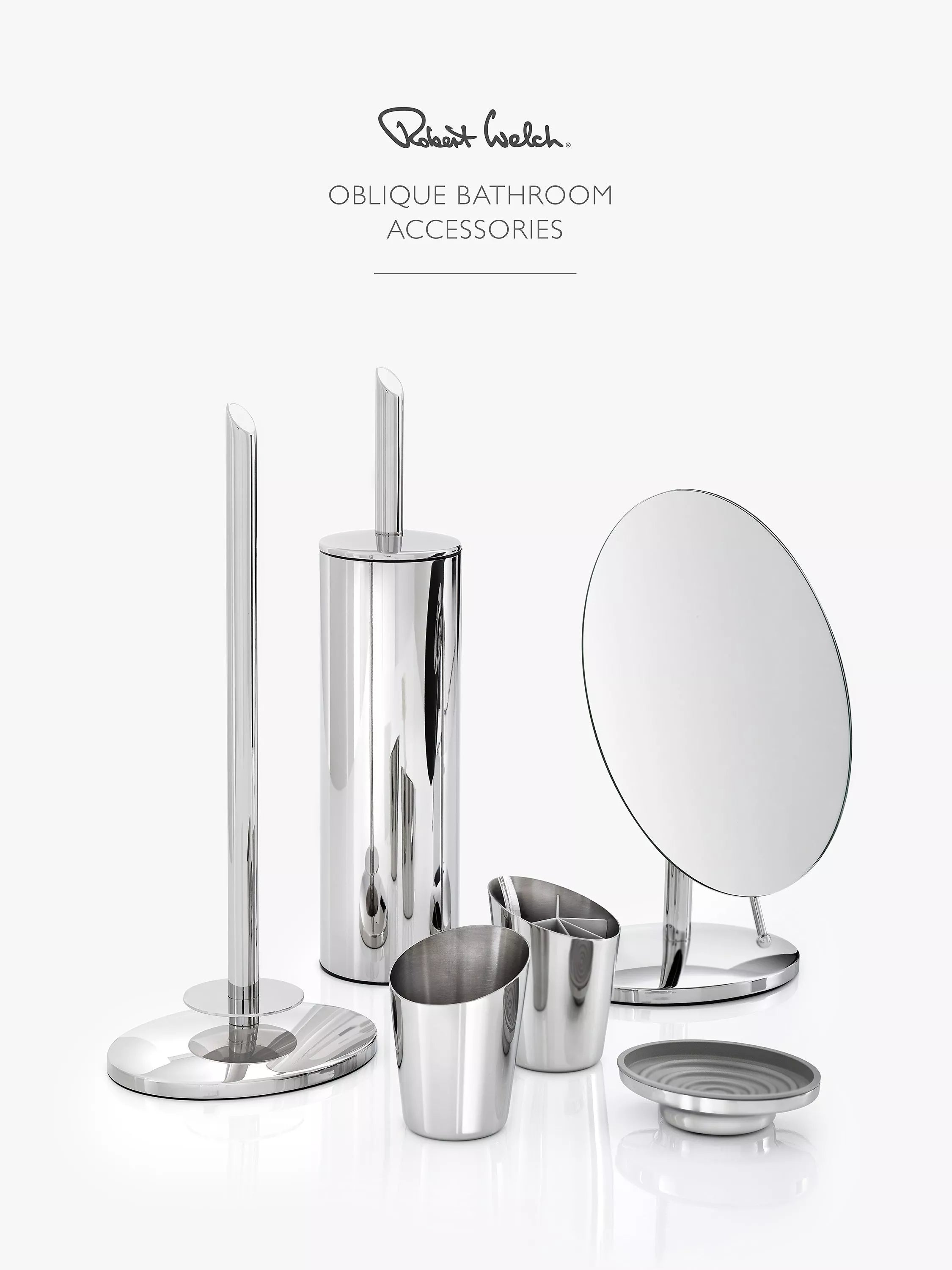 Robert Welch Oblique Towel Ring stainless steel bathroom accessory, imported from the UK