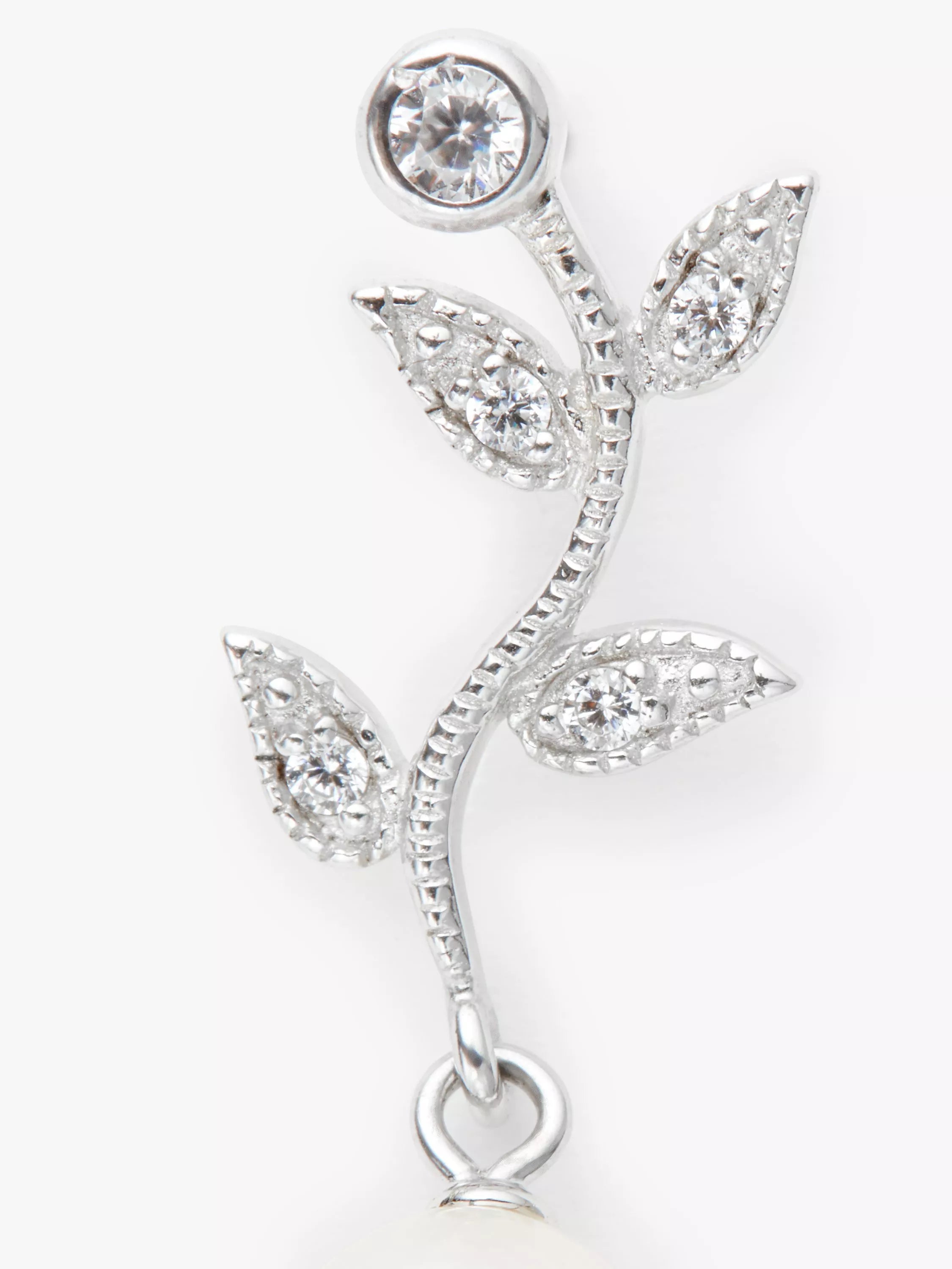 Lido silver leaf drop earrings with freshwater pearls (British brand)
