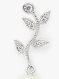 Lido silver leaf drop earrings with freshwater pearls (British brand)