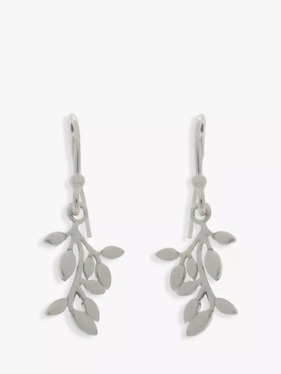 John Lewis Nina B Leaves Drop Earrings, Silver- Buy online at McGrocer