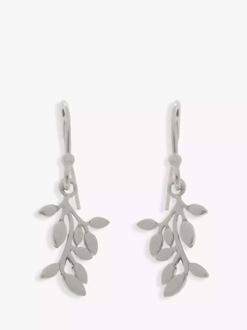 Nina B leaves drop earrings sterling silver 2.5cm, imported from the UK
