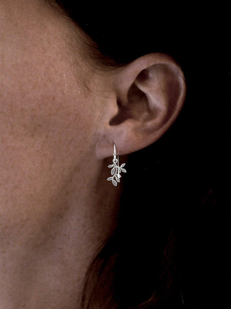 Nina B leaves drop earrings sterling silver 2.5cm, imported from the UK
