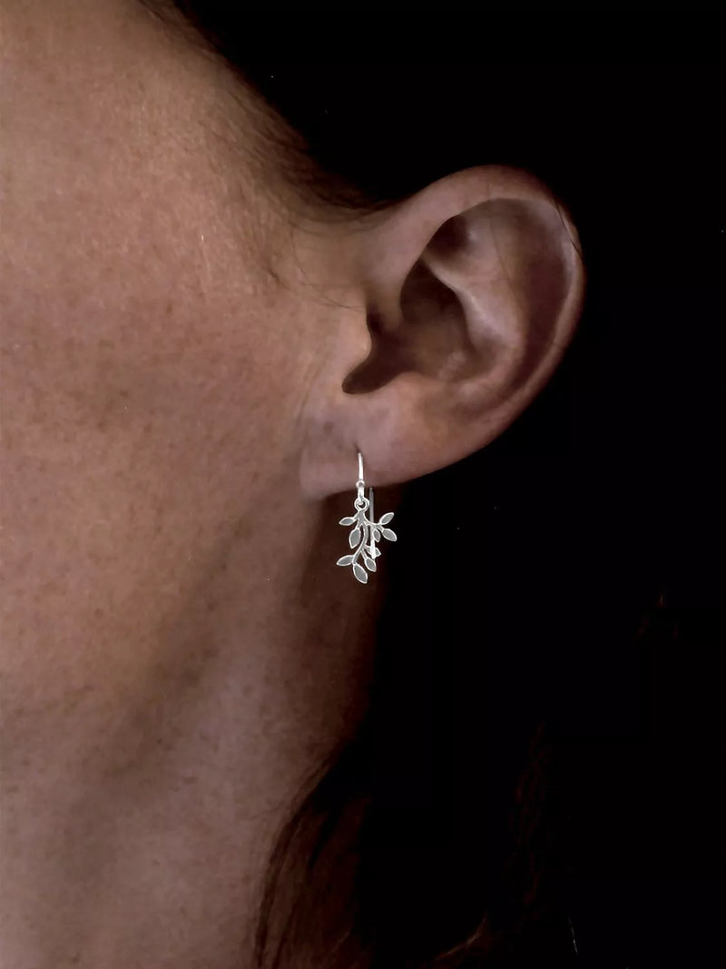 Nina B leaves drop earrings sterling silver 2.5cm, imported from the UK