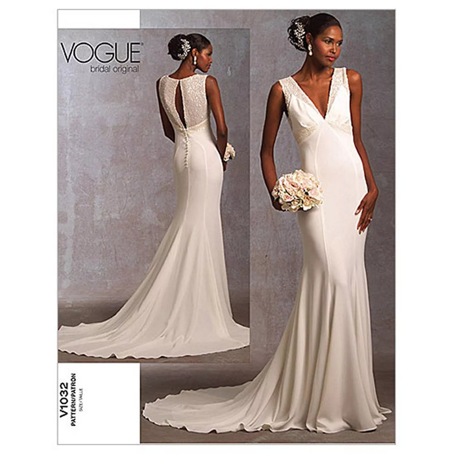 Vogue Bridal sewing pattern 1032 for wedding gown, imported from the UK