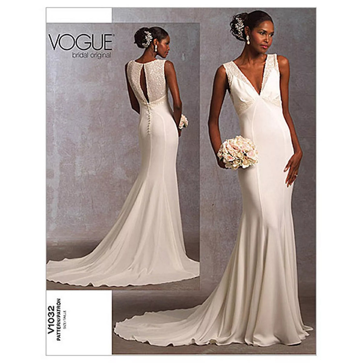 Vogue Bridal sewing pattern 1032 for wedding gown, imported from the UK
