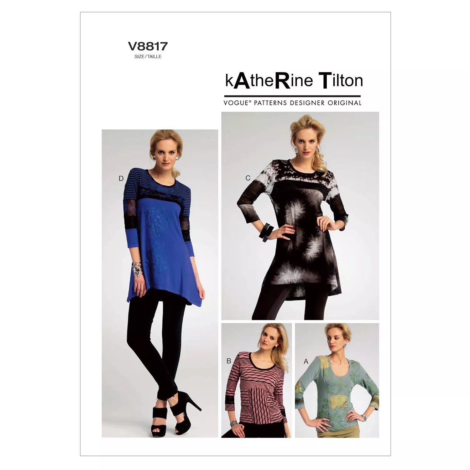 Vogue women's top and tunic sewing pattern 8817 (British brand)