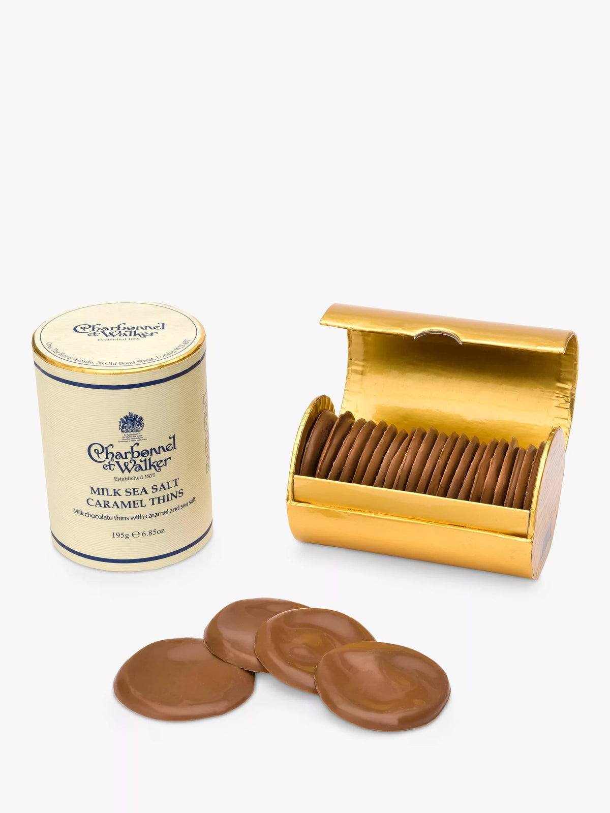 Charbonnel et Walker sea salt caramel milk chocolate thins 195g - British product