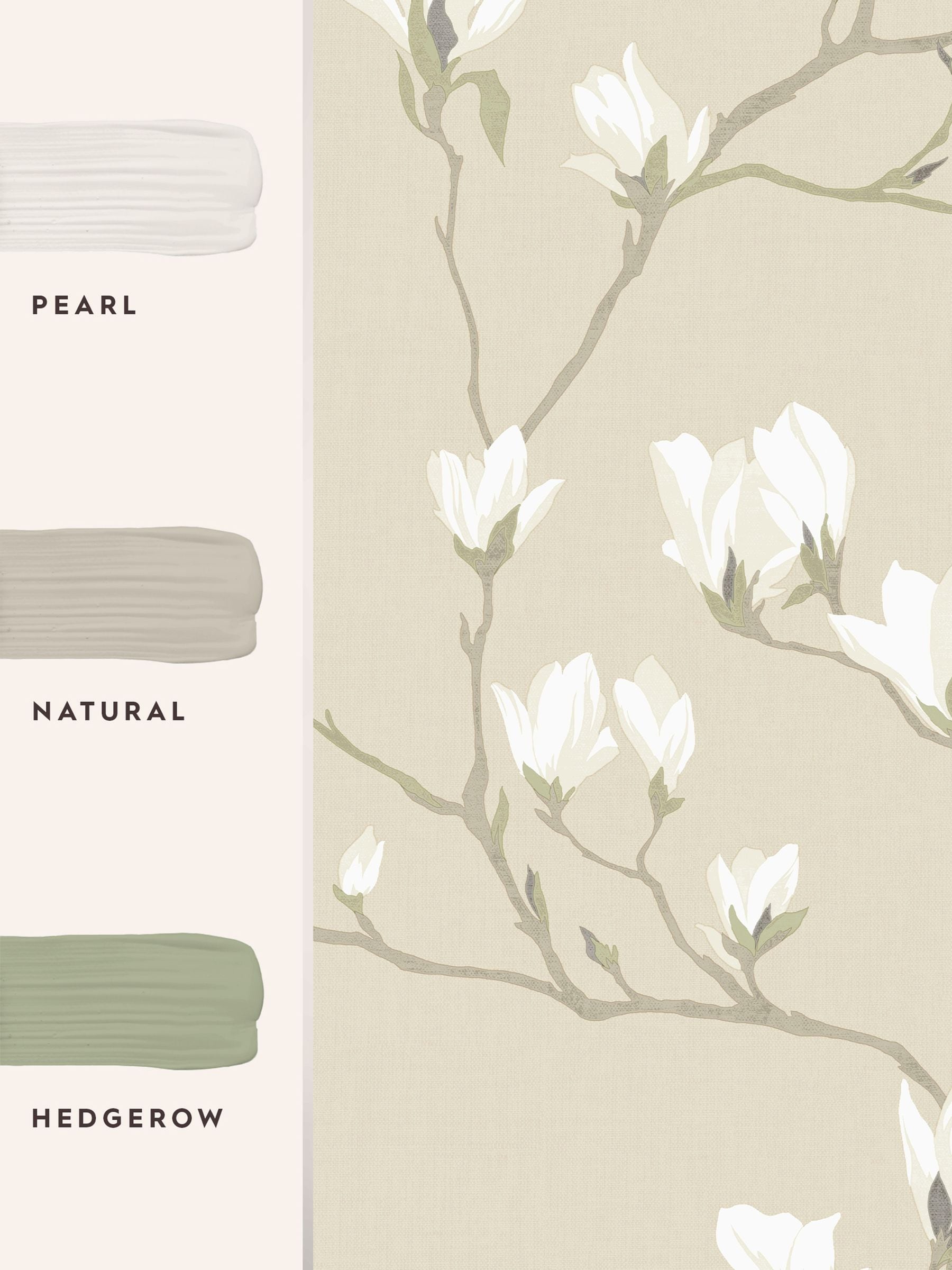 Laura Ashley wallpaper Natural Magnolia Grove 10m, imported from the UK