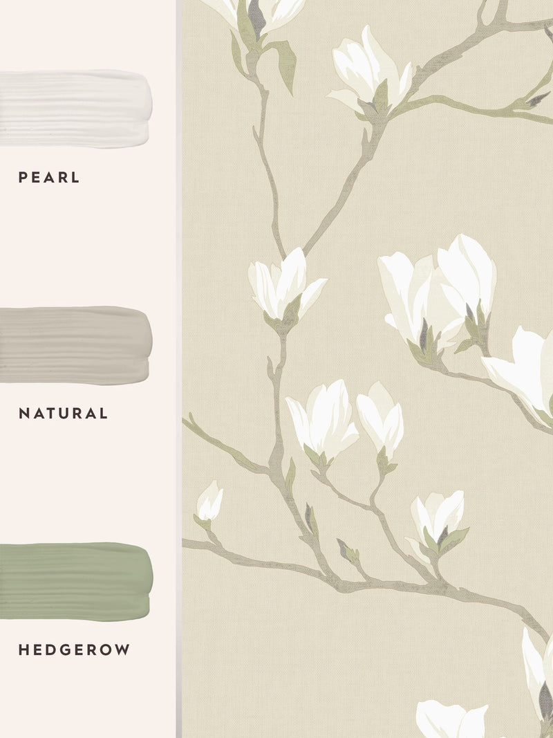 Laura Ashley wallpaper Natural Magnolia Grove 10m, imported from the UK