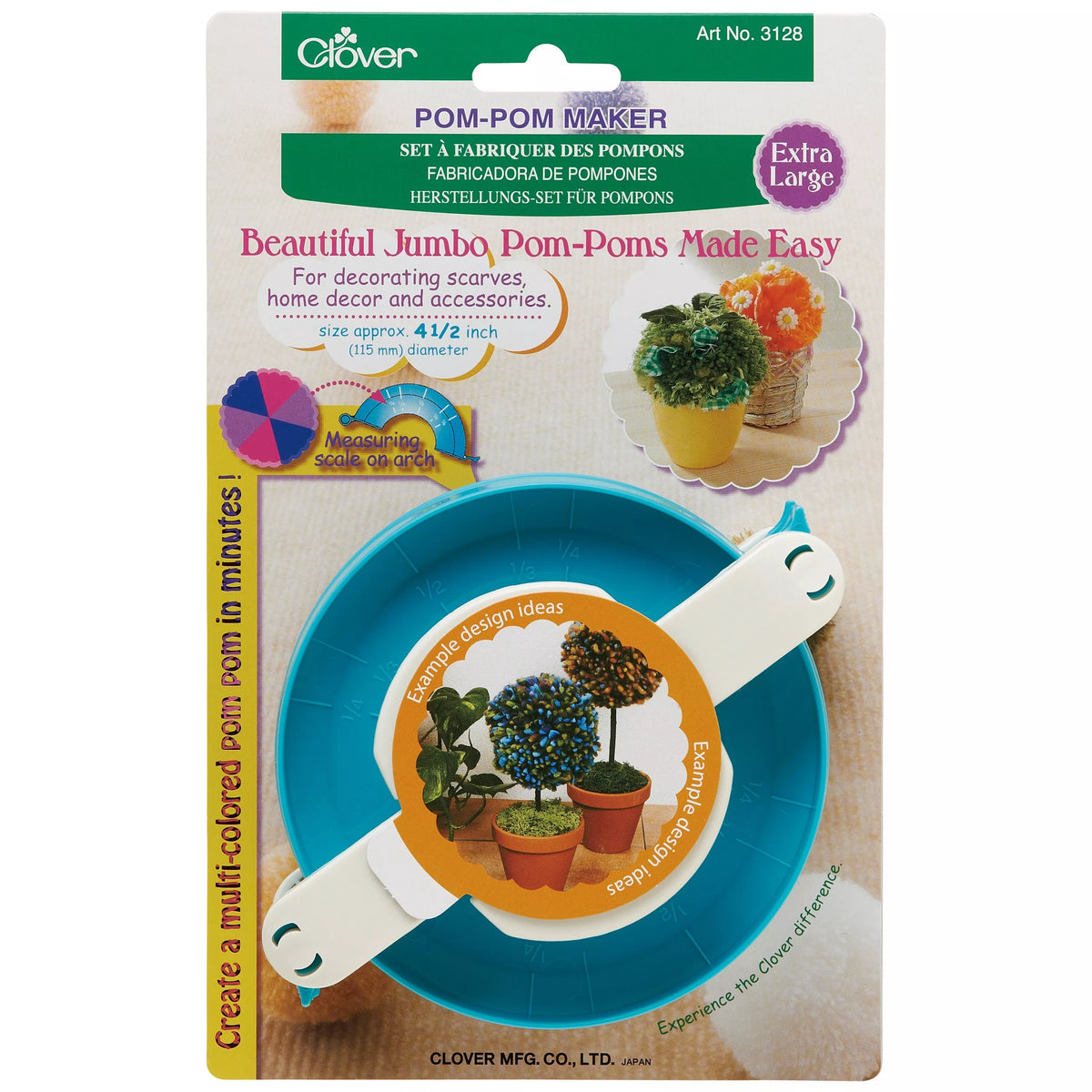 Clover extra large pom-pom maker blue 4.5 inches - British product