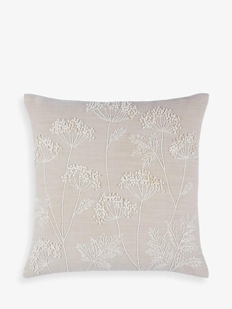 John Lewis Cow Parsley cushion in duck egg, UK version