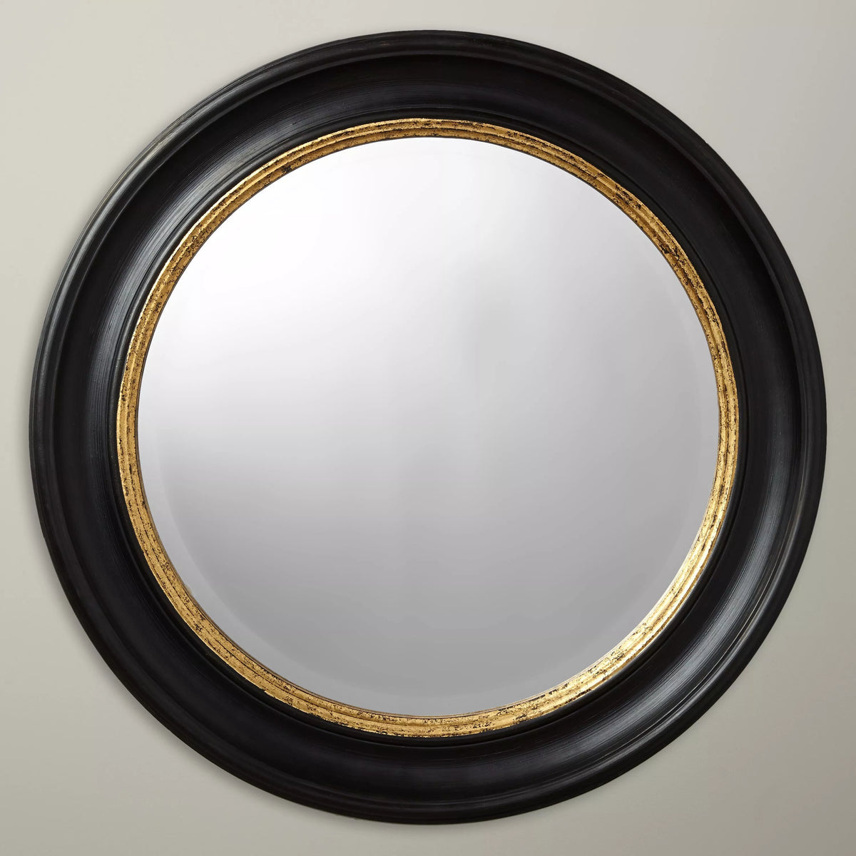 John Lewis Georgian round wood wall mirror 68cm black and gold, UK version