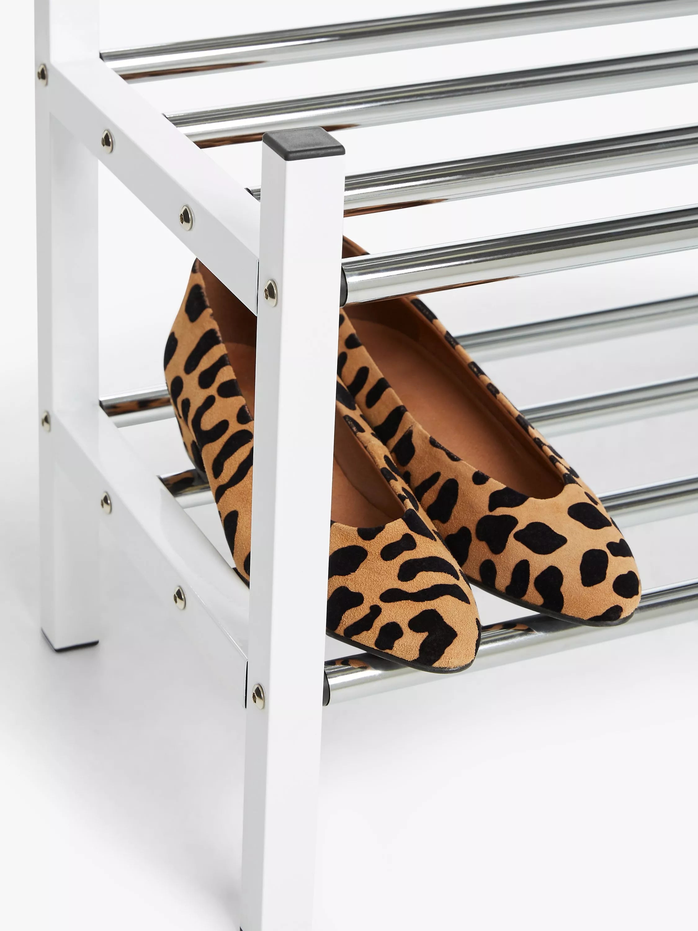John Lewis 2 tier extendable chrome shoe rack, imported from the UK