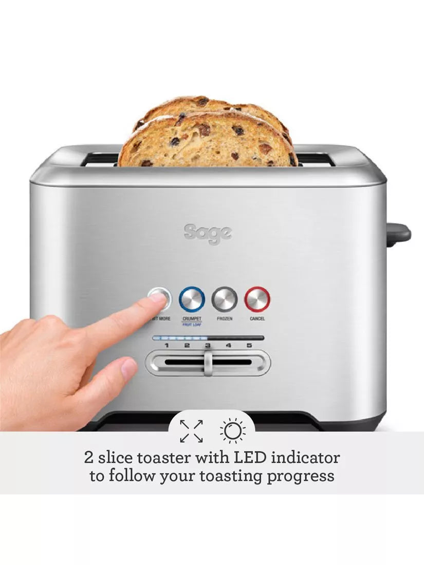 Sage A Bit More 2-Slice Brushed Metal Toaster (British brand)
