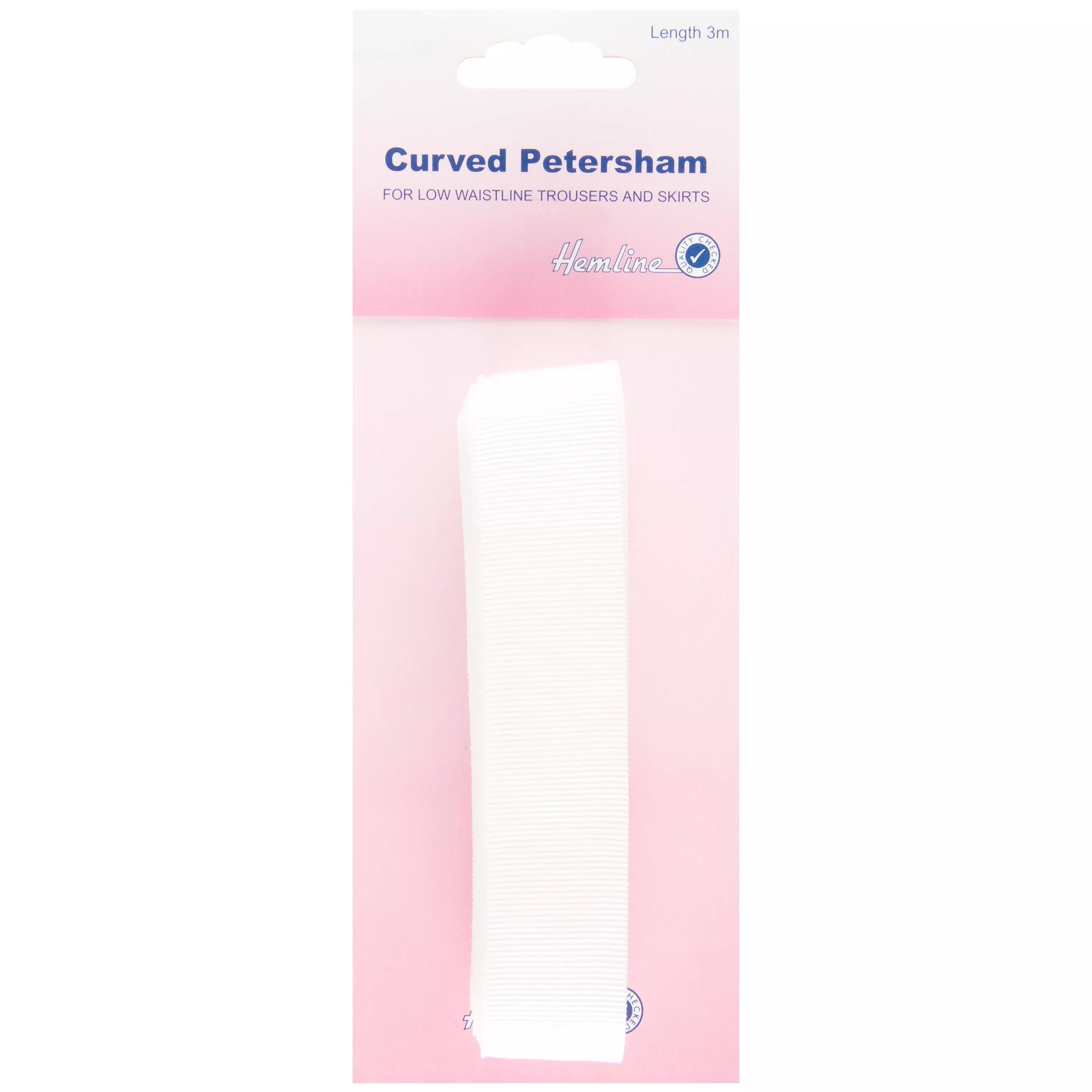 Hemline curved petersham white 25mm, UK version