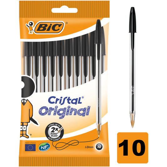 BIC Cristal Black Ballpoint 10 Pack GOODS Sainsburys   