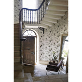 Harlequin lotus floral wallpaper engraved on metallic ground, UK version