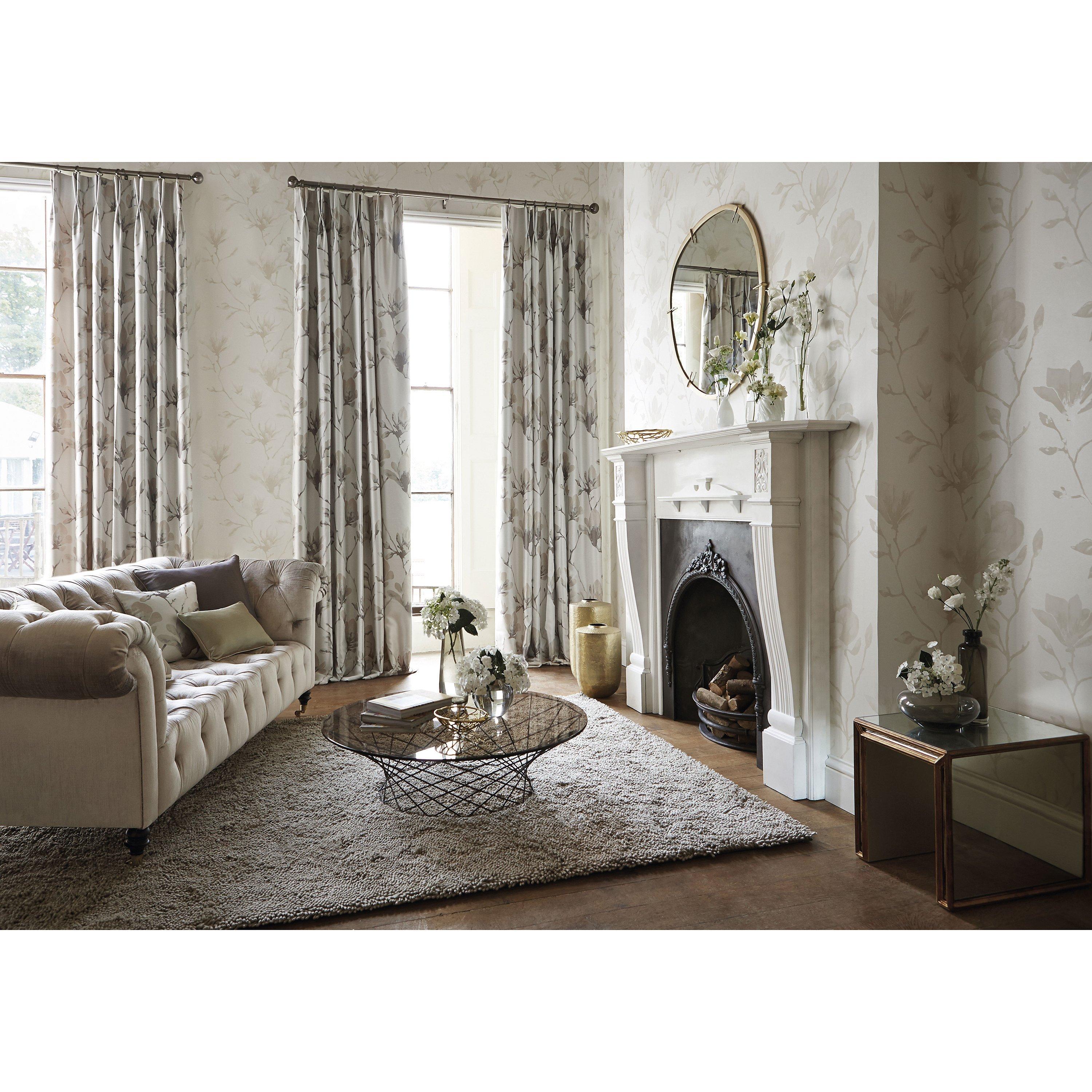 Harlequin lotus floral wallpaper engraved on metallic ground, UK version