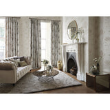 Harlequin lotus floral wallpaper engraved on metallic ground, UK version