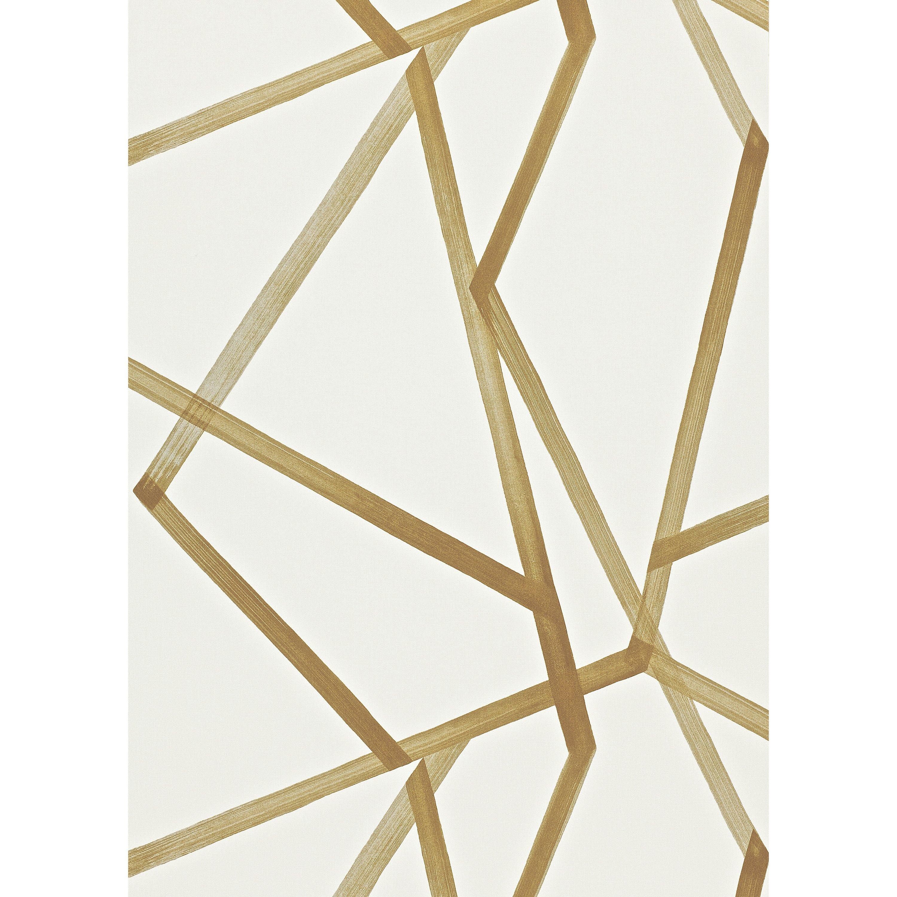 Harlequin Sumi geometric patterned wallpaper in ivory and mustard, UK version