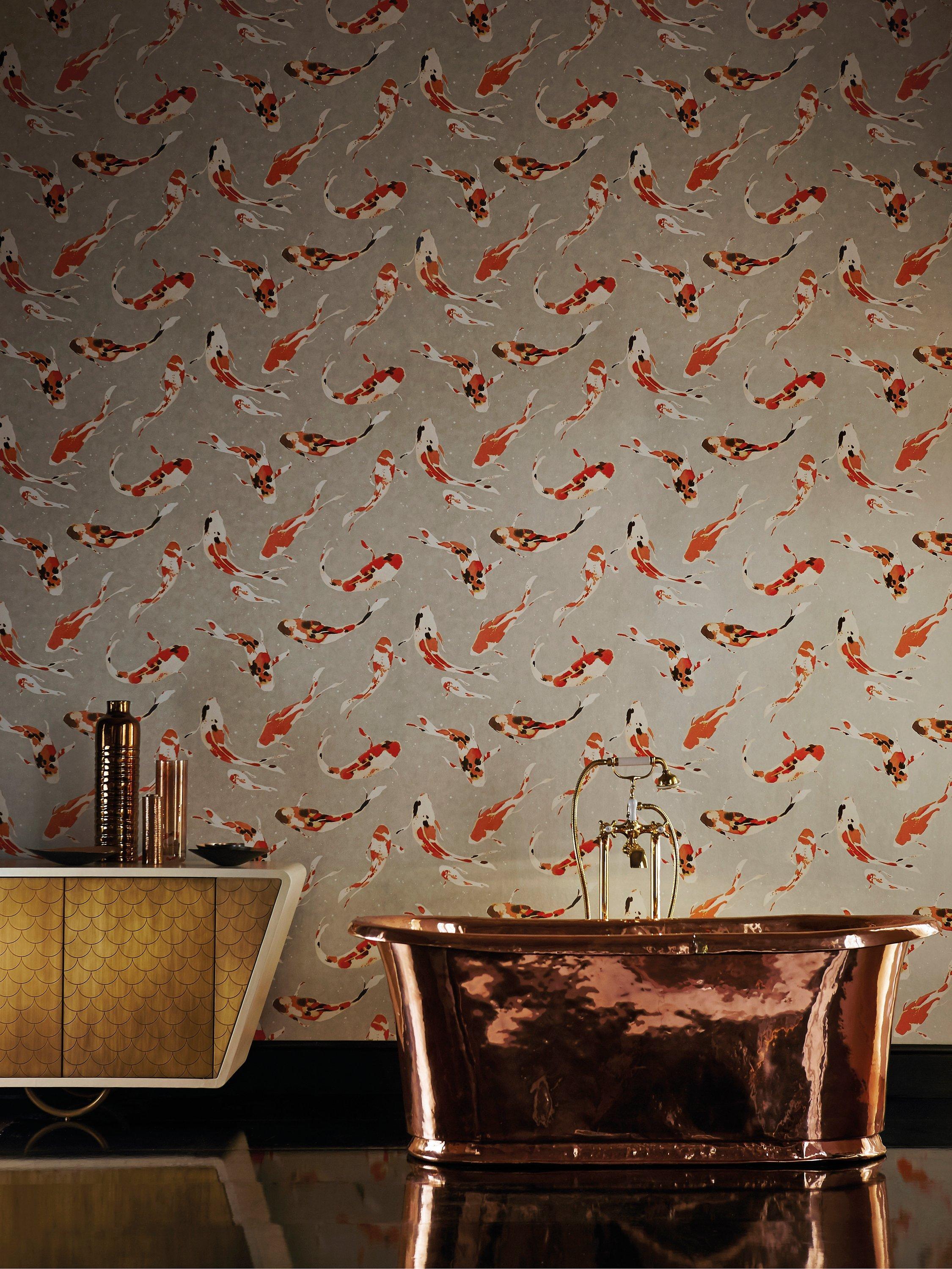 Harlequin Koi fish design wallpaper, UK version
