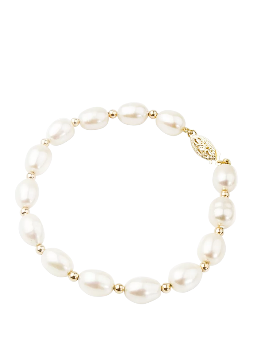 E.W Adams oval freshwater pearl bracelet with 9ct gold, imported from the UK