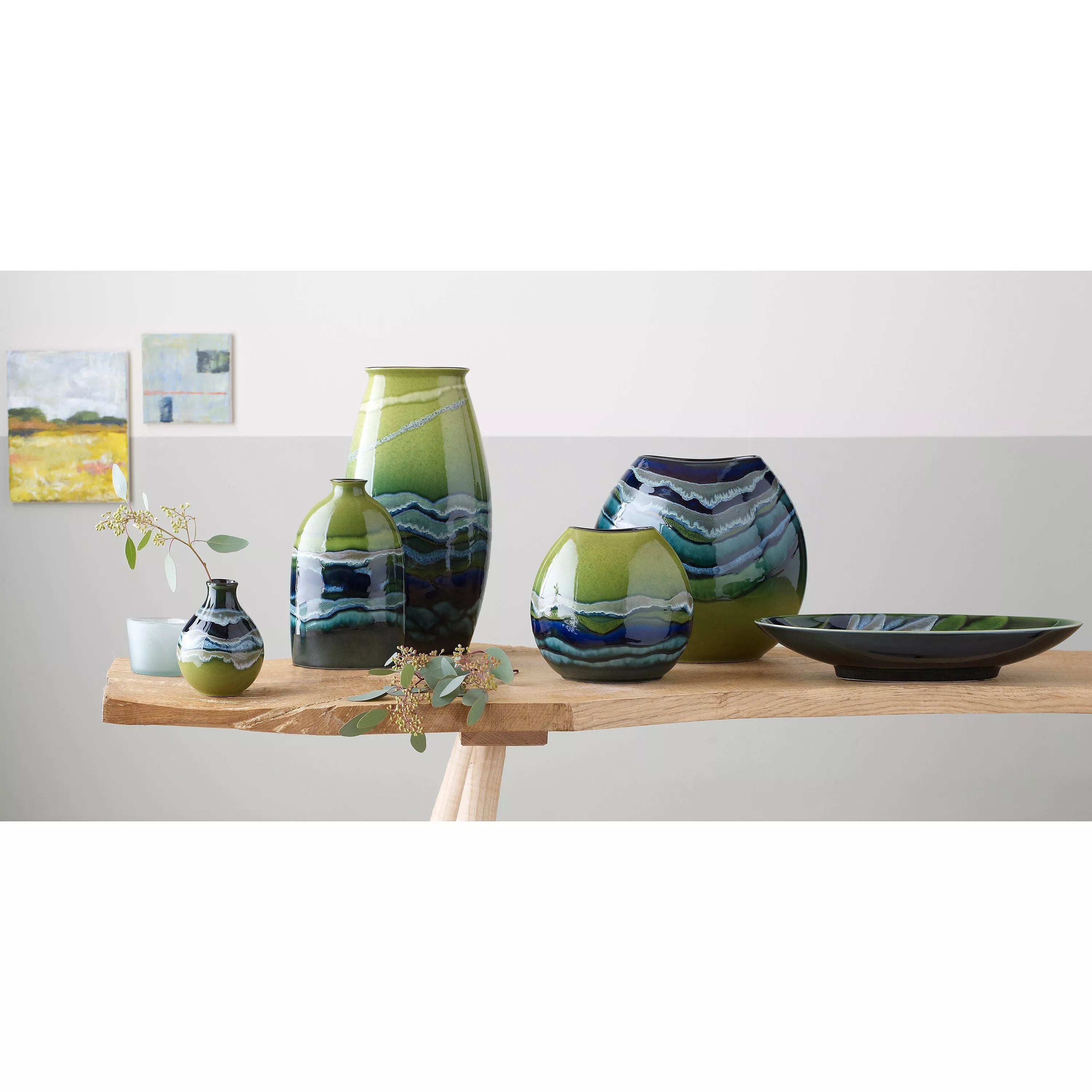 Poole Pottery Purse Vase Green 20cm, imported from the UK