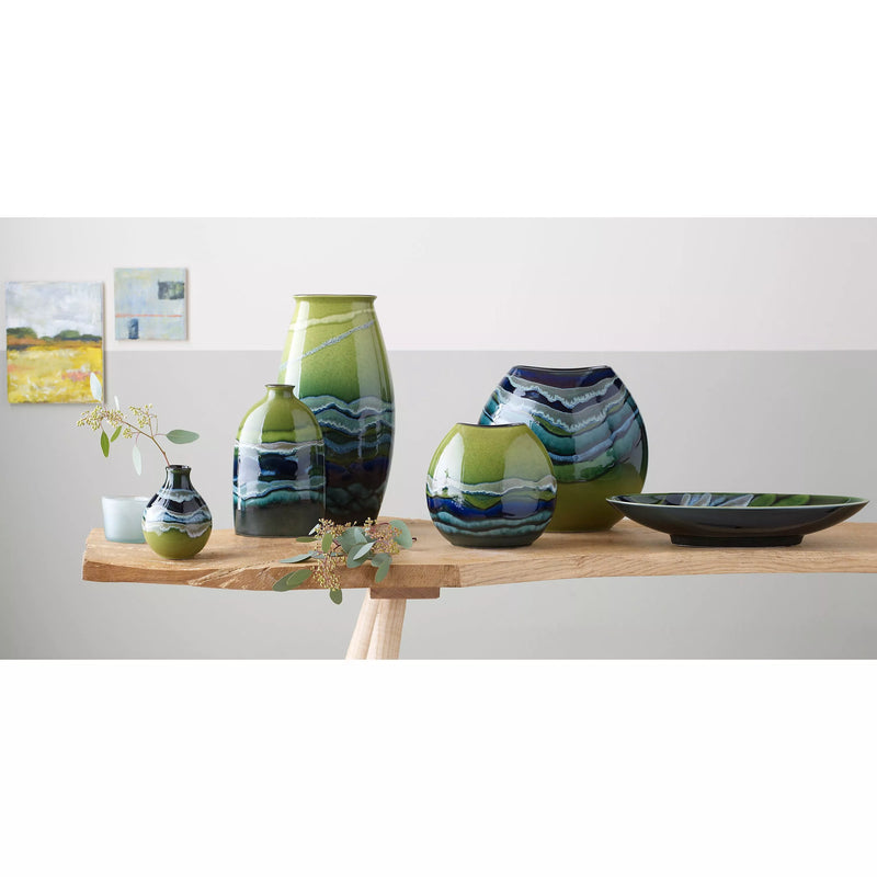 Poole Pottery Purse Vase Green 20cm, imported from the UK