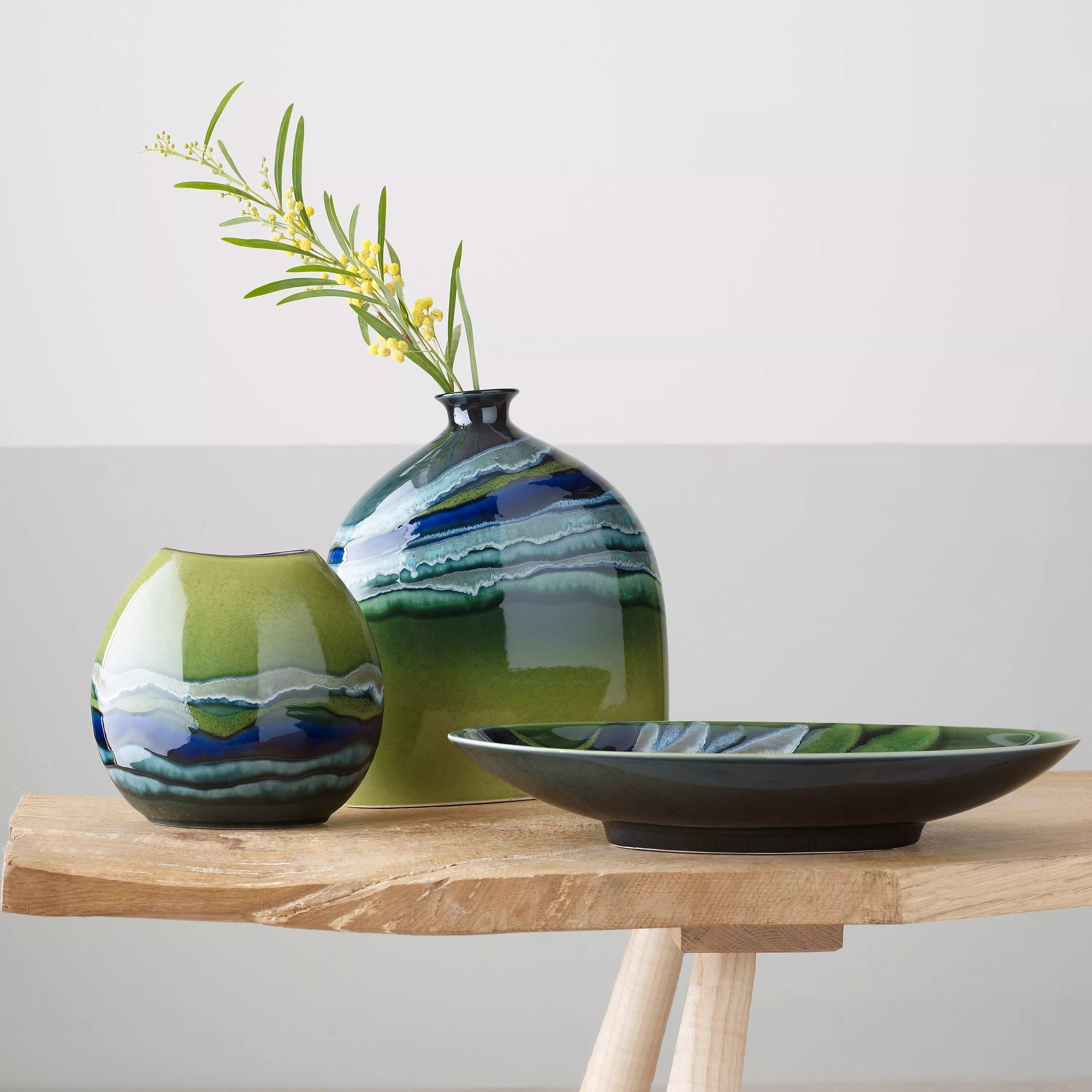 Poole Pottery Purse Vase Green 20cm, imported from the UK