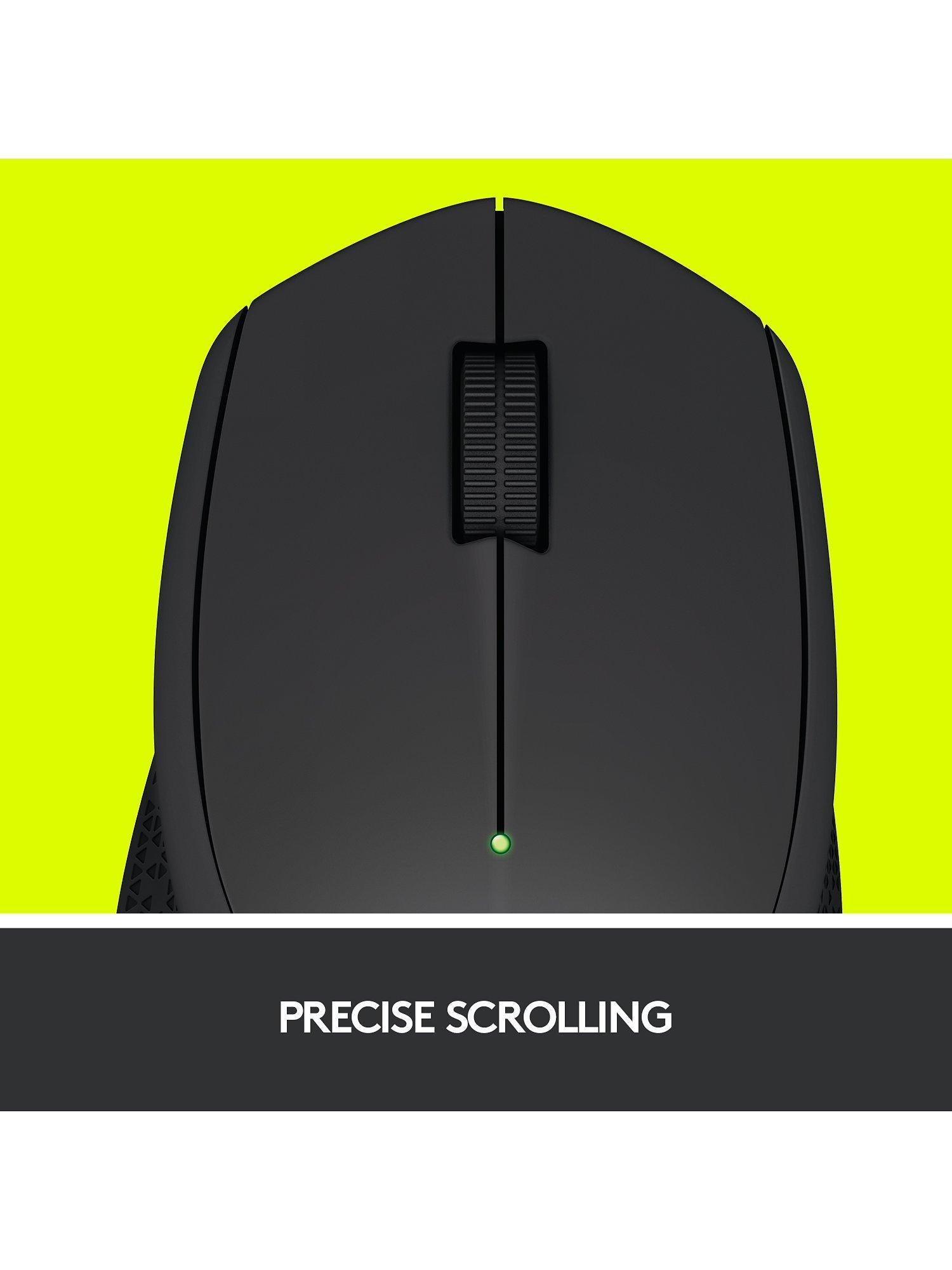 Logitech wireless computer mouse in black, UK version