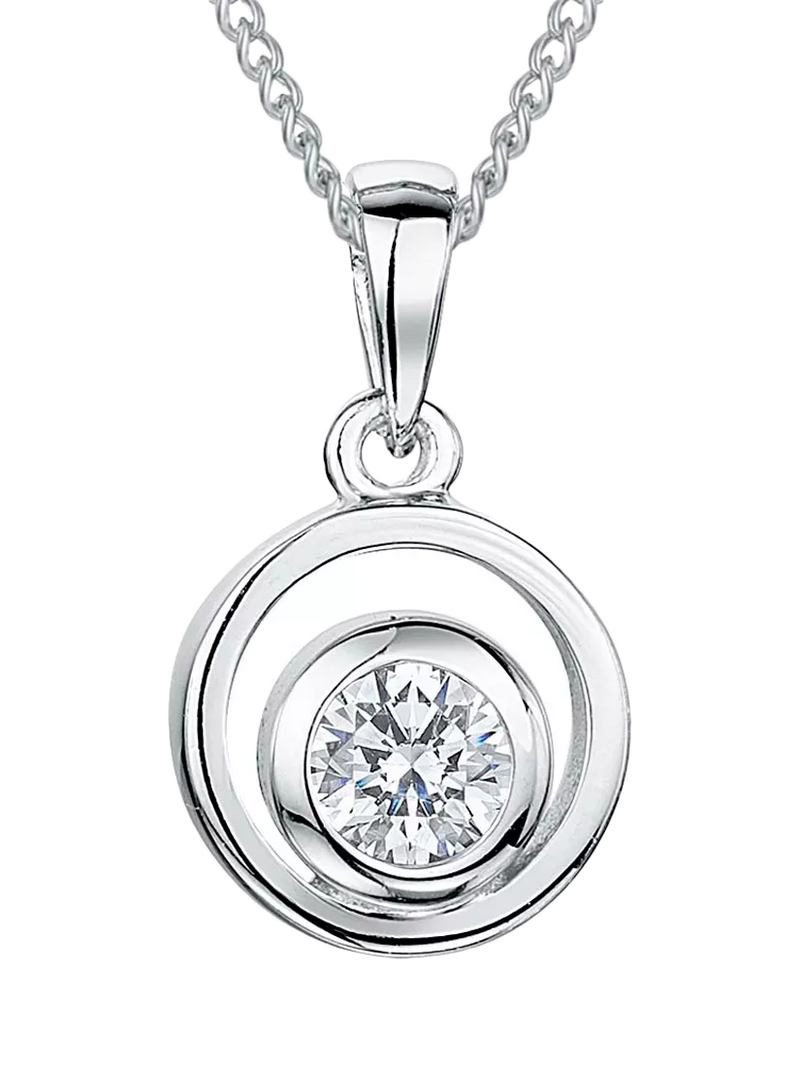 Jools by Jenny Brown cubic zirconia swirl pendant silver (British brand)