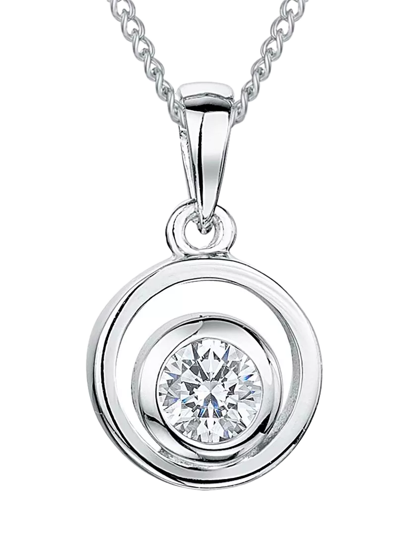 Jools by Jenny Brown cubic zirconia swirl pendant silver (British brand)