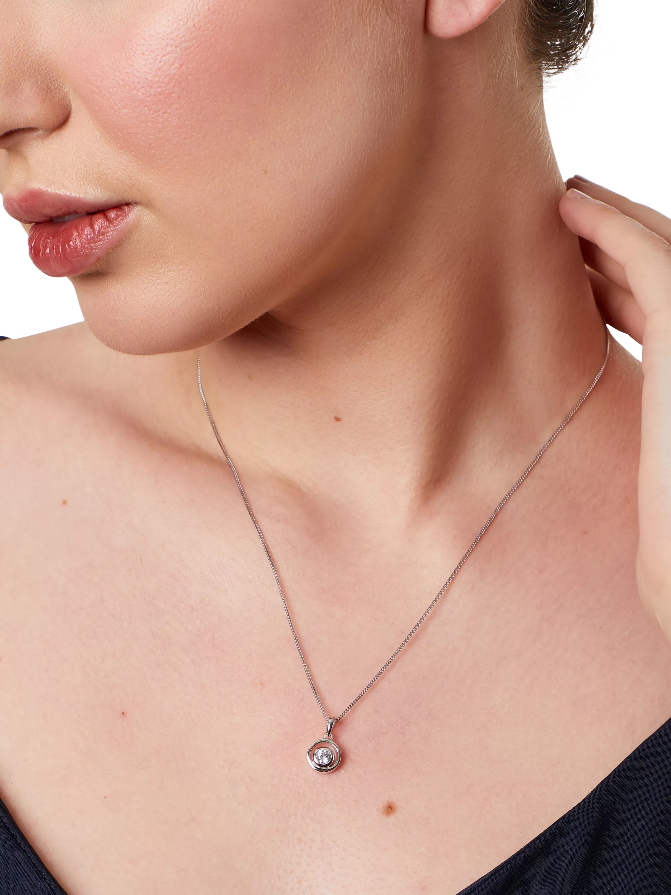 Jools by Jenny Brown cubic zirconia swirl pendant silver (British brand)