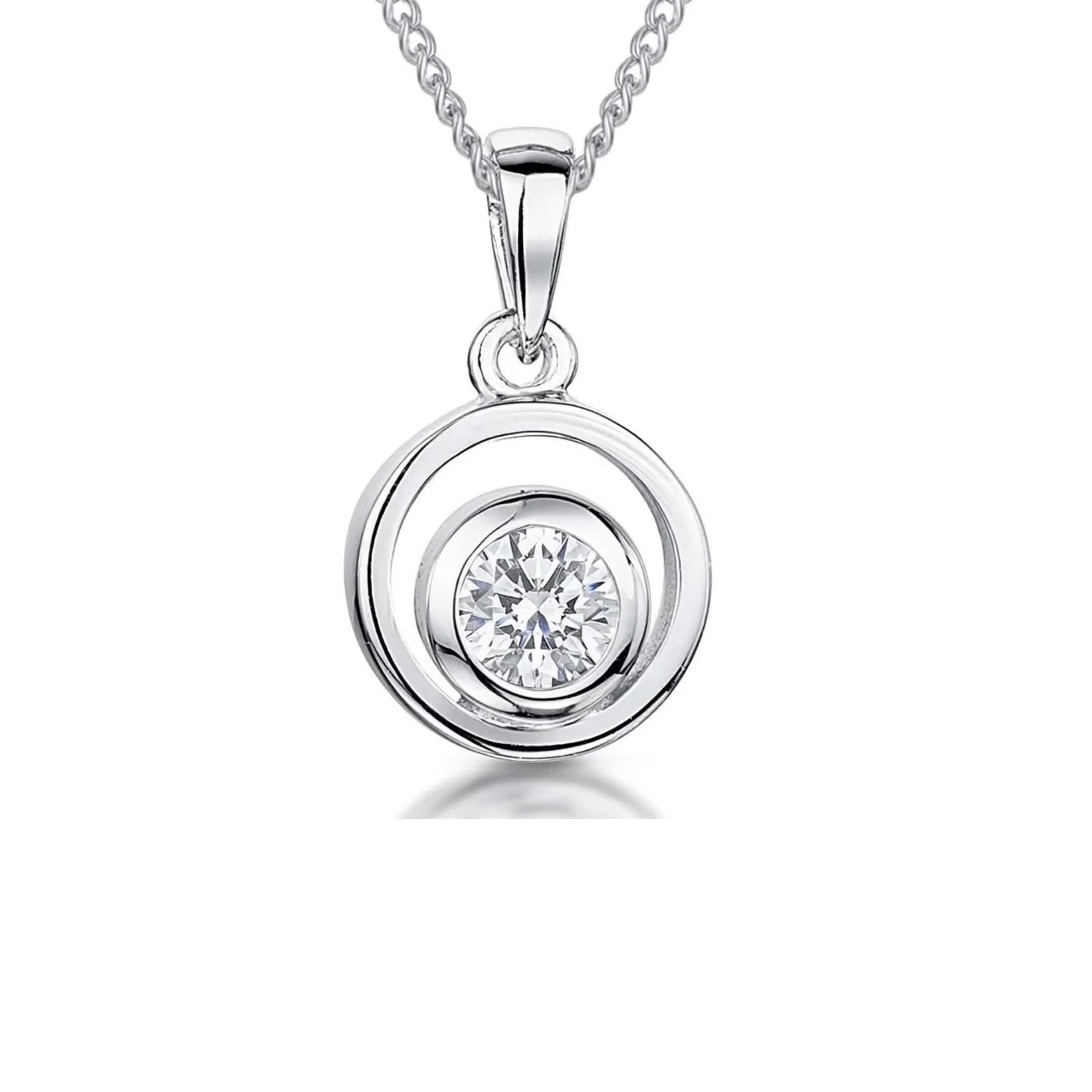 Jools by Jenny Brown cubic zirconia swirl pendant silver (British brand)