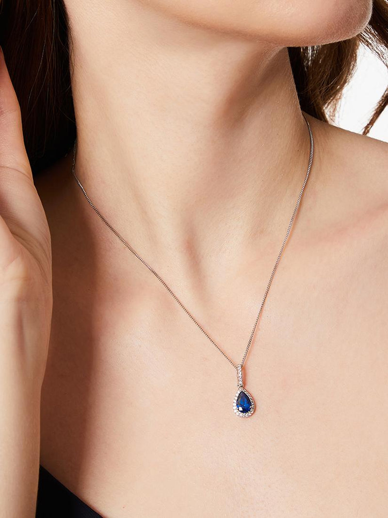 Jools by Jenny Brown sterling silver cubic zirconia teardrop pendant - British product