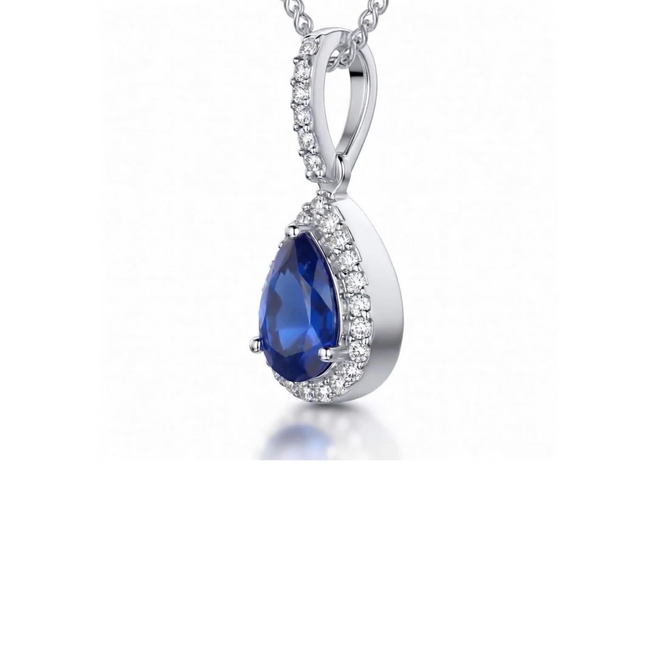 Jools by Jenny Brown sterling silver cubic zirconia teardrop pendant - British product