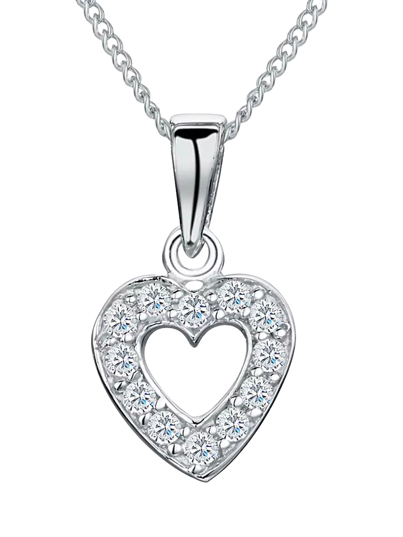 Jools by Jenny Brown silver heart pendant with cubic zirconia (British brand)