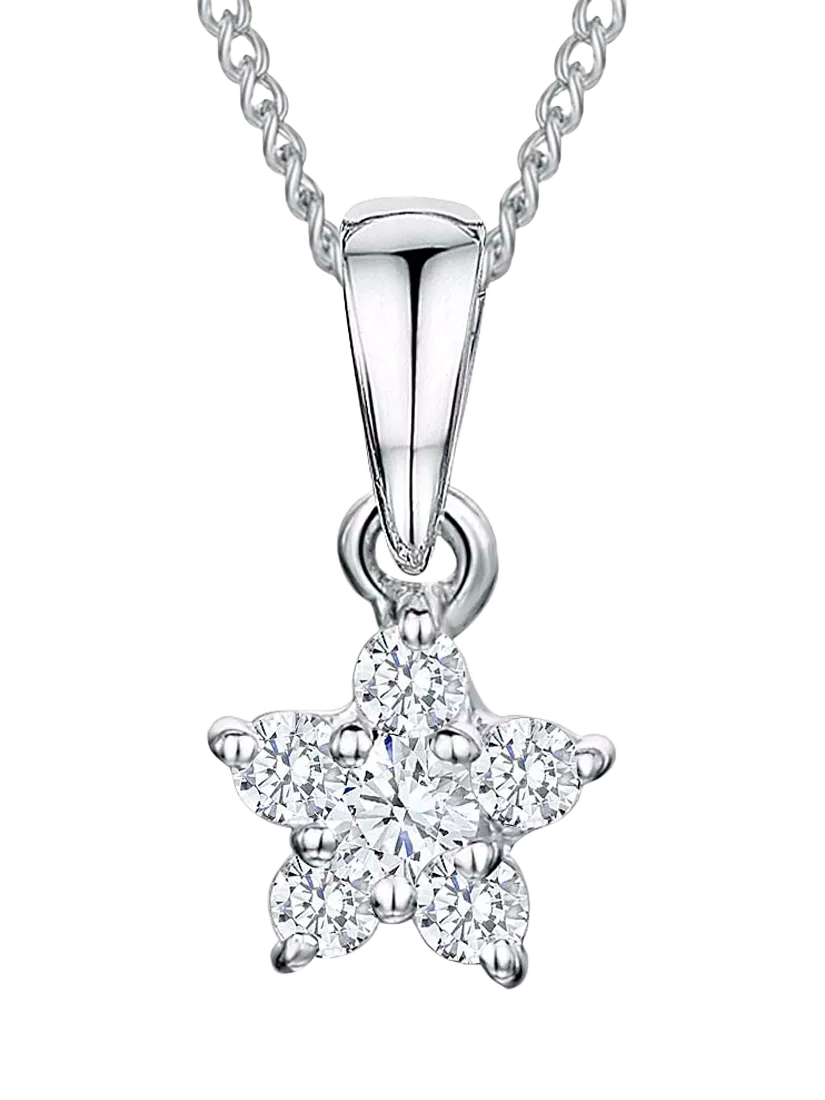 Jools by Jenny Brown sterling silver star pendant cubic zirconia rhodium plated, UK version