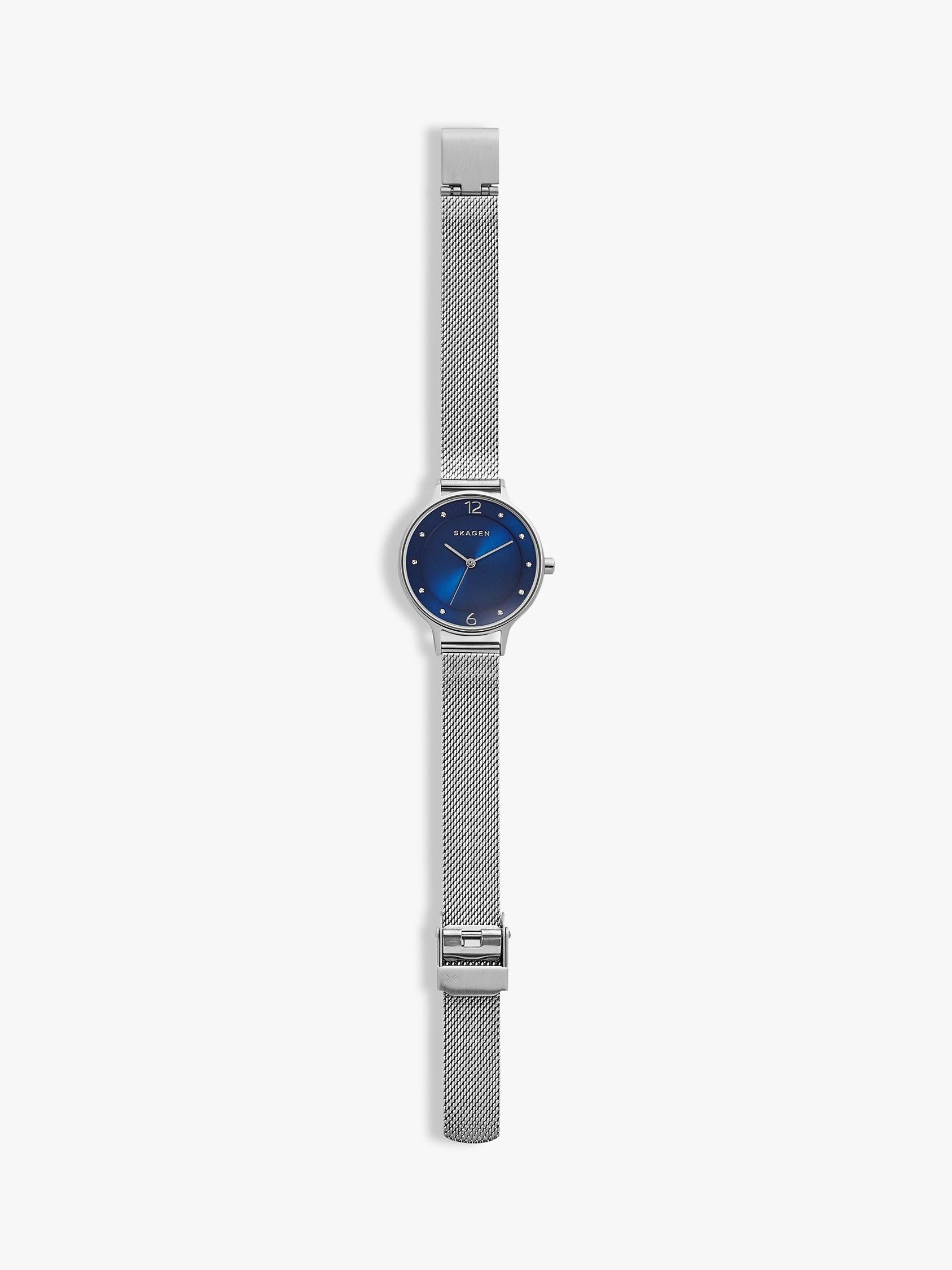 Skagen Anita women's watch blue dial stainless steel mesh bracelet, UK version