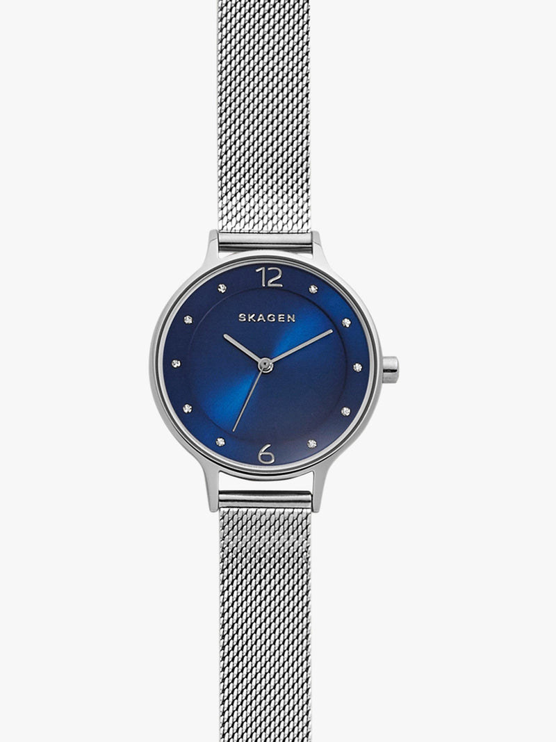 Skagen Anita women's watch blue dial stainless steel mesh bracelet, UK version